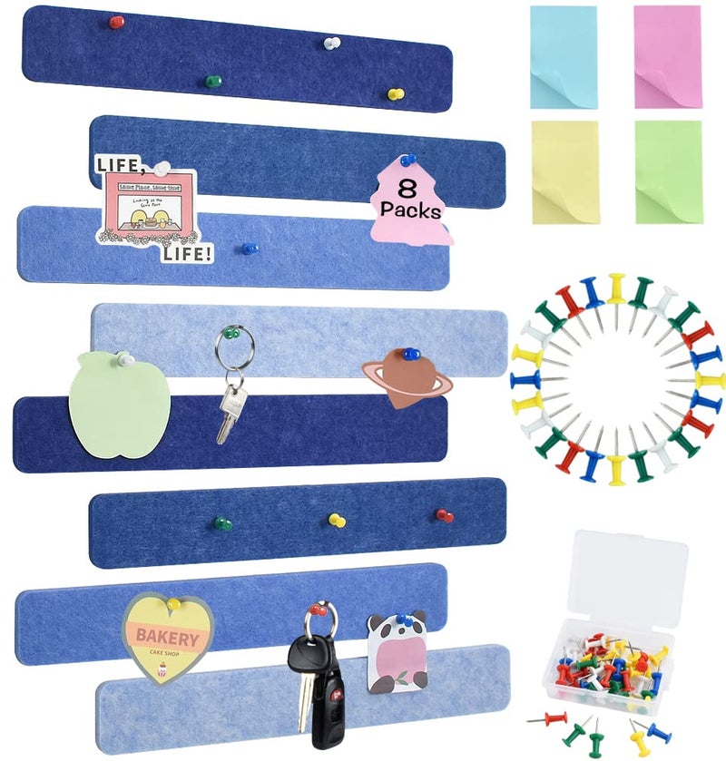 Vuzvuv 8 pcs Bulletin Board Bar Strips with 50 Pushpins & 10 Wooden Clip pins - Image 1